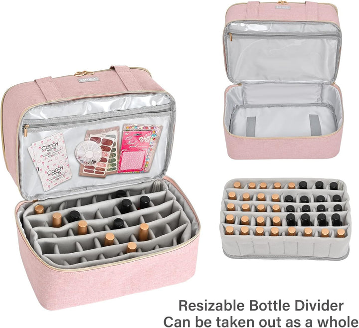 Nagellack Aufbewahrung Tasche,Doppelschichtige Nagellack Organizer für 40 Flaschen(15ml-0.5 FL.oz) u