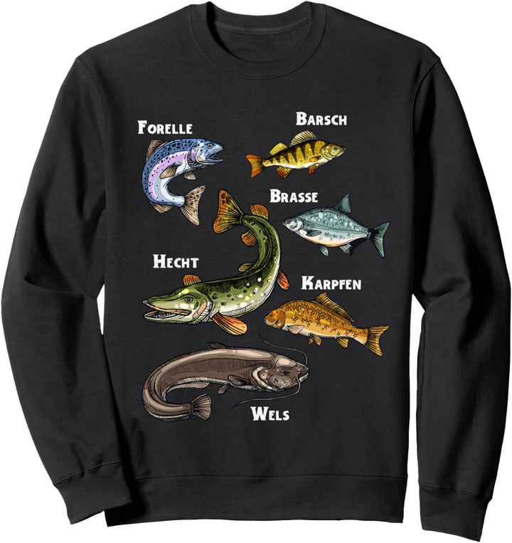Angler Fischer Design mit Fischarten Sweatshirt