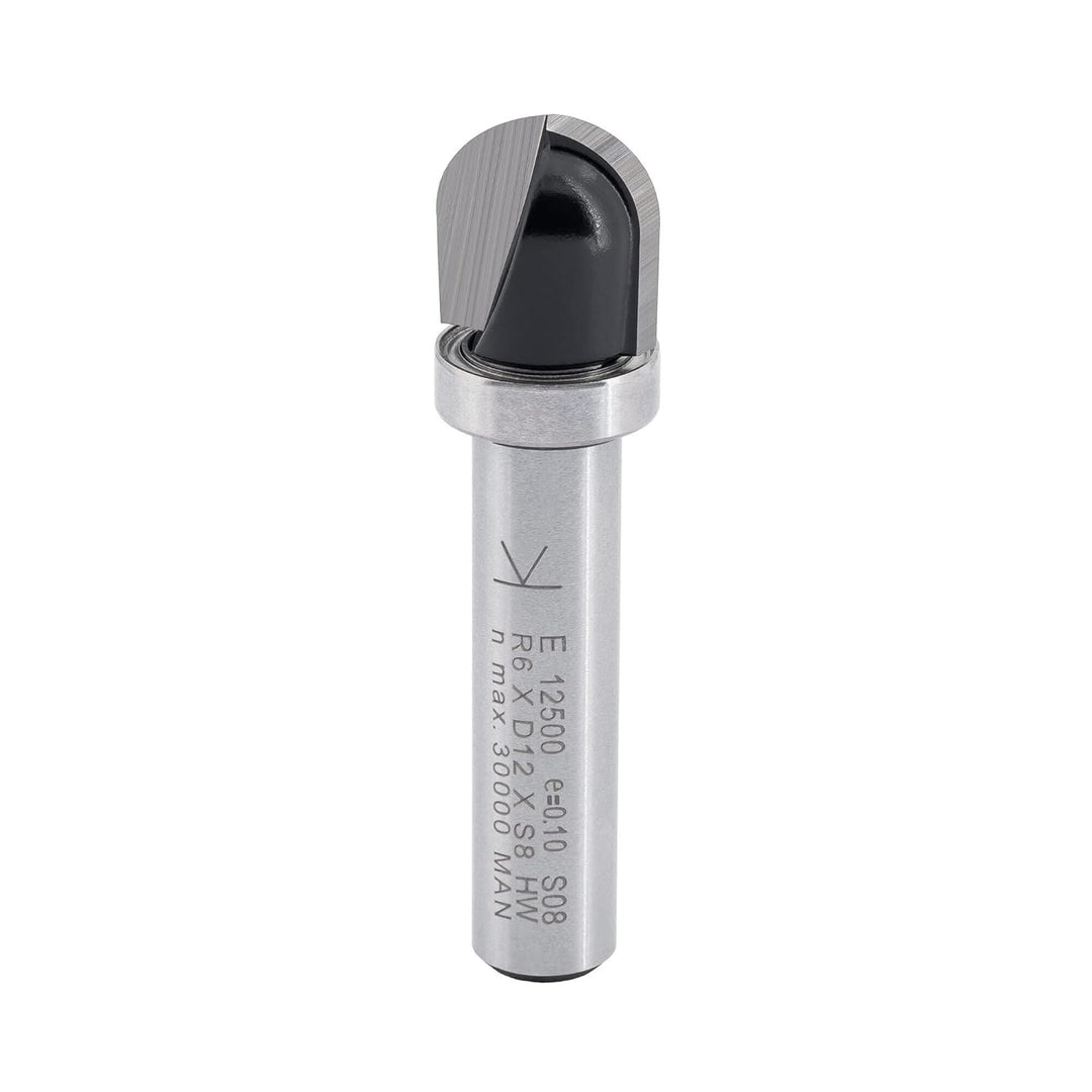 ENT 12500 Hohlkehlfräser HW, Schaft (S) 8 mm, Radius (R) 6 mm, D 12 mm, NL 12 mm, SL 32 mm, mit Kuge