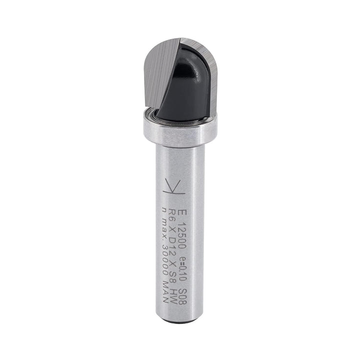 ENT 12500 Hohlkehlfräser HW, Schaft (S) 8 mm, Radius (R) 6 mm, D 12 mm, NL 12 mm, SL 32 mm, mit Kuge