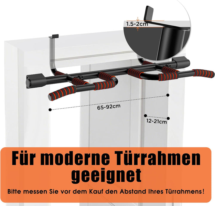 DH FitLife Klimmzugstange Türrahmen ohne Schrauben kein Abrutschen mit Multigriff-Positionen | Pull