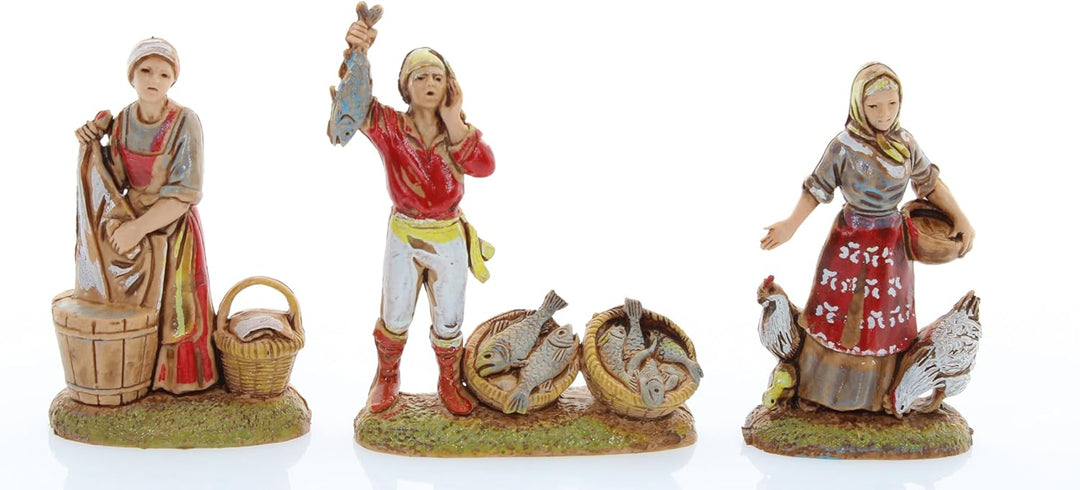 Moranduzzo Set 9 Neapolitanische Hirten für 6 cm Krippe Massstab 1:32 – MINI 6 – Unzerbrechliche Fig