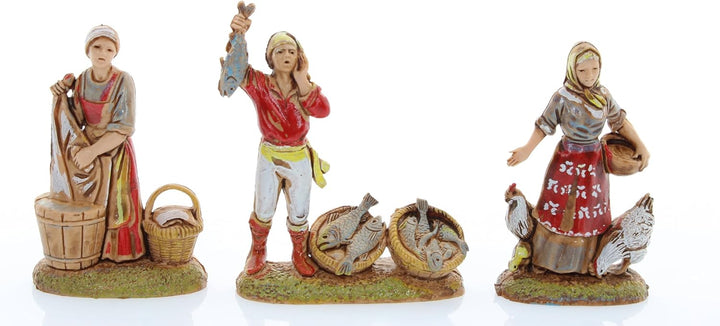 Moranduzzo Set 9 Neapolitanische Hirten für 6 cm Krippe Massstab 1:32 – MINI 6 – Unzerbrechliche Fig