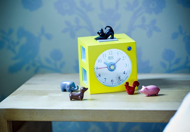 KOOKOO KidsAlarm gelb, Kinderwecker mit 5 Bauernhoftieren und echten Aufnahmen, Gelb