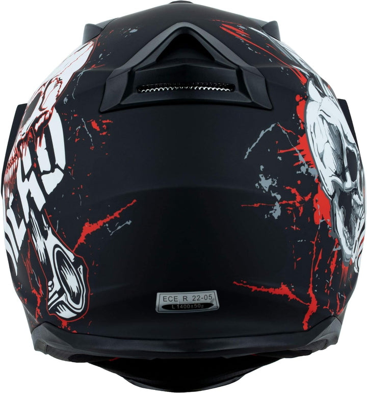Broken Head Bone Crusher Motocross-Helm Rot mit Visier - Enduro MX Cross-Helm - Motorradhelm mit Son