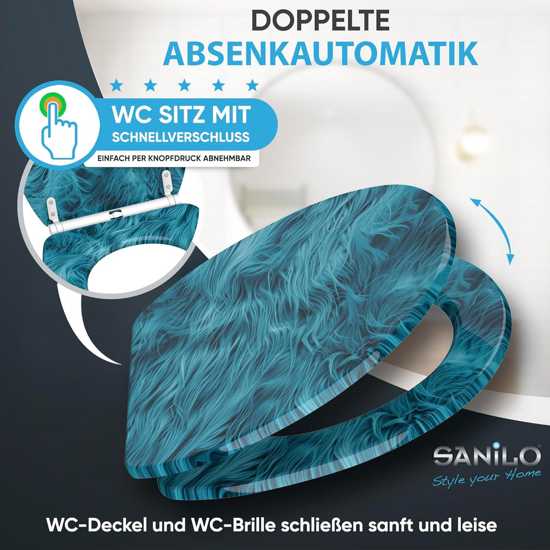 Sanilo WC Sitz mit Absenkautomatik & Schnellverschluss, Toilettendeckel per Knopfdruck abnehmbar, ei