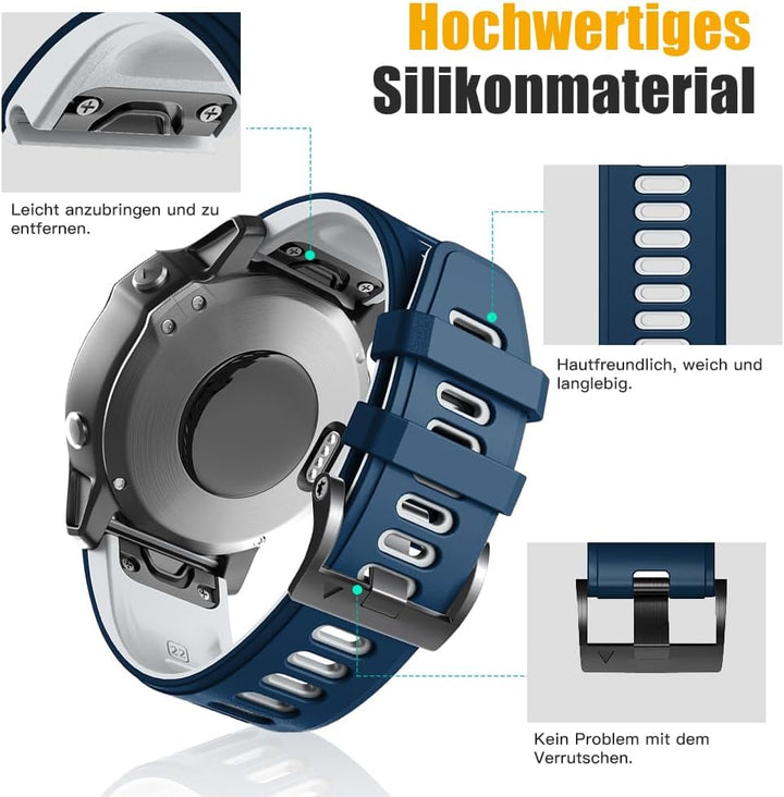 ANBEST Armband für Garmin Fenix 6 Pro/7 Pro/Epix 2/Fenix 8 47mm Armband, 22mm Quick Fit Armbänder fü