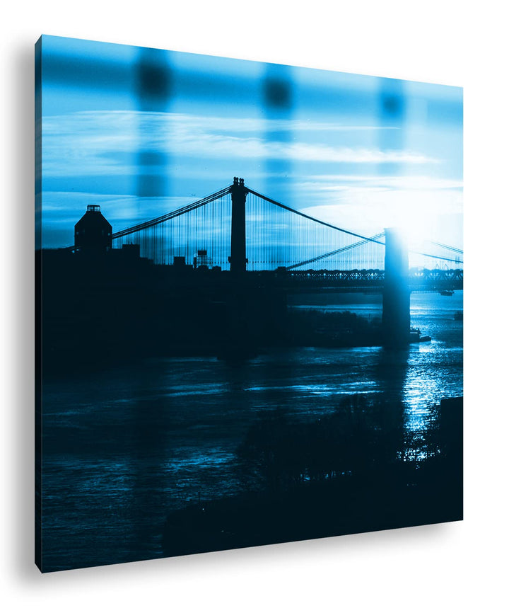 deyoli taumhafte Hängebrücke Format: 60x60 cm als Leinwandbild Effekt: Monocrome Blau, Motiv fertig