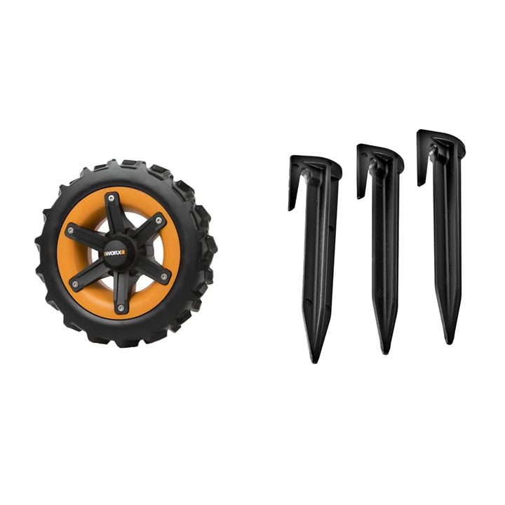 WORX WA0953 Landroid Räder All-Terrain - Für weichen Untergrund und feuchten Rasen, Schwarz & WA0179