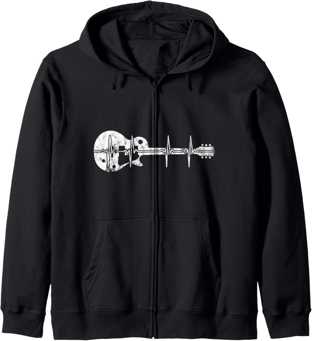 Gitarre Heartbeat Retro Musiker Gitarrist Kapuzenjacke