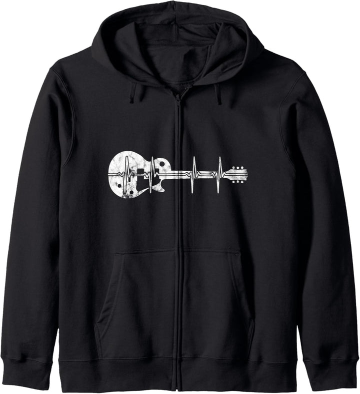 Gitarre Heartbeat Retro Musiker Gitarrist Kapuzenjacke