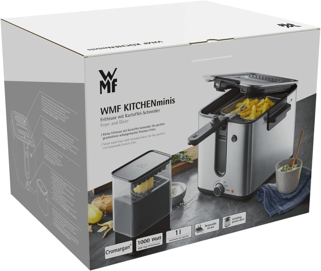WMF Küchenminis Mini Friteuse mit Fett/Öl, mini Fritteuse mit Kartoffelschneider, 1000 W, herausnehm