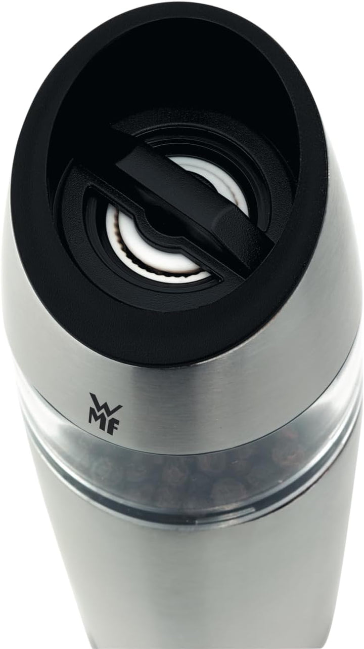 WMF Elektrische Kippmühle Set 2-teilig, 20 cm, Salz und Pfeffermühle elektrisch, unbefüllt Cromargan