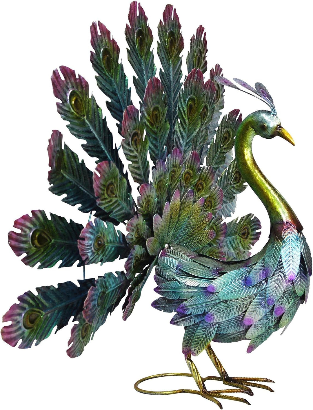 Metall Garten-Figur Pfau bunt 81 x 62cm Deko-Skulptur Gartendeko Tierfigur