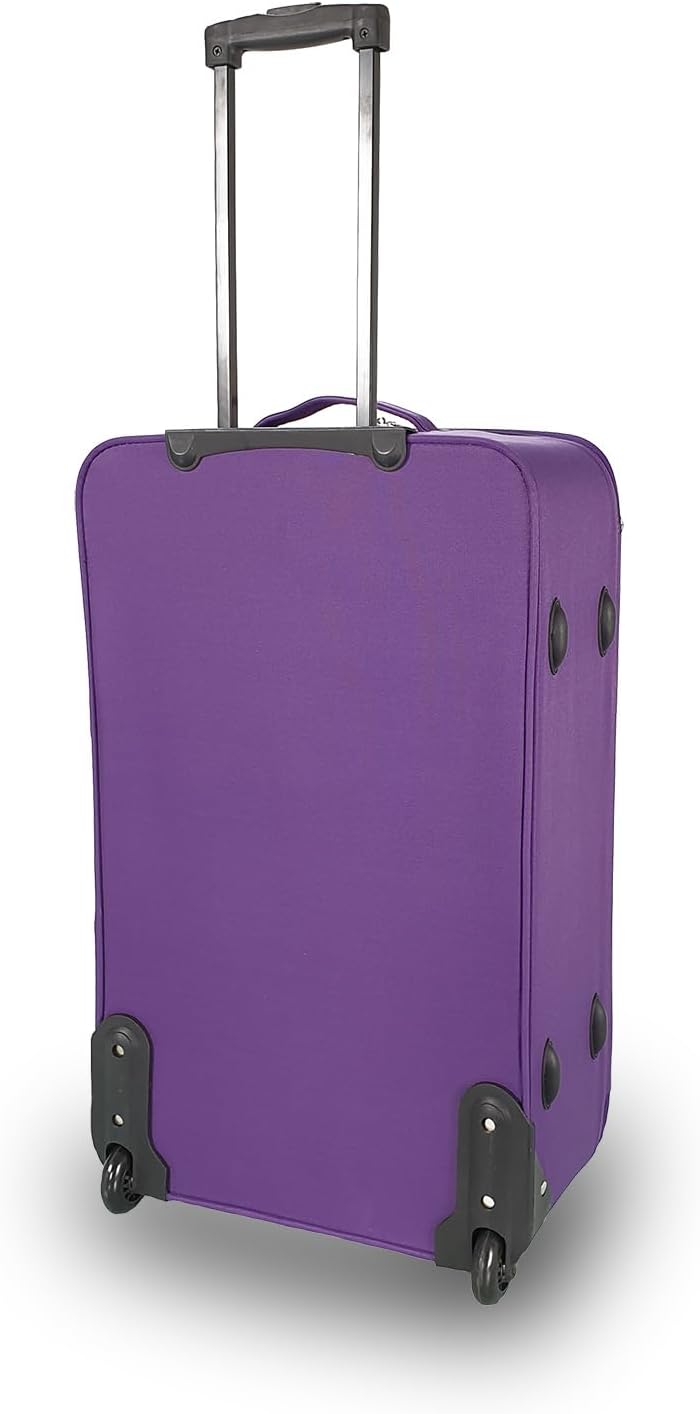 SIGN Stoffkoffer Trolley Reisekoffer Inline Rollen (Handgepäck-Mittel-Gross-Sehr Gross) (Lila, 4er S