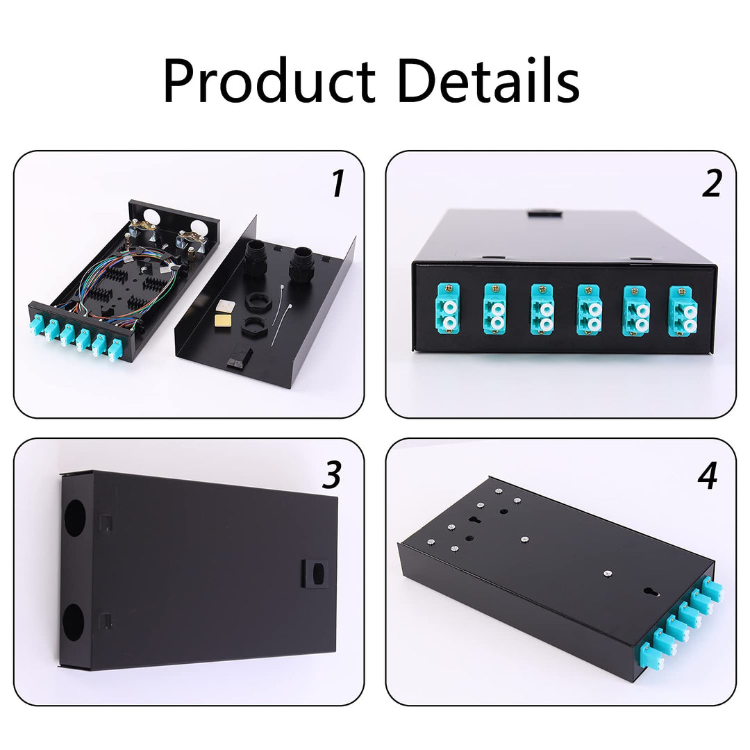 toolco LC-MM 6-Port OM3-Boxkabel 12-Port-Glasfasergehäuse zur Wandmontage mit Spule OM3-Multimode-LC