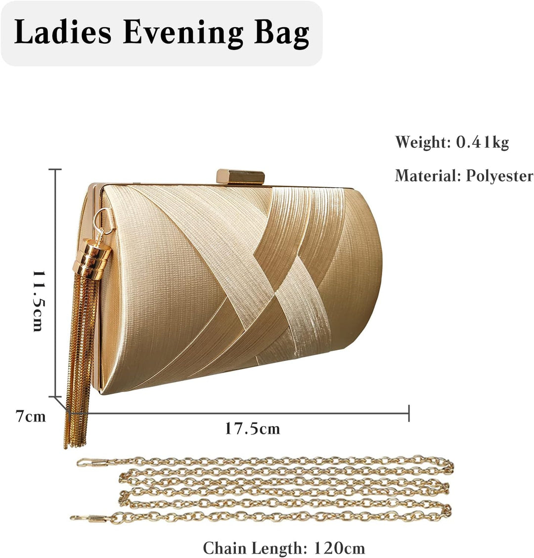 CORIOS Damen Clutch Tasche Abendtasche Fransen Kettentasche Tasche Luxurious Klein Umhängetasche Ele