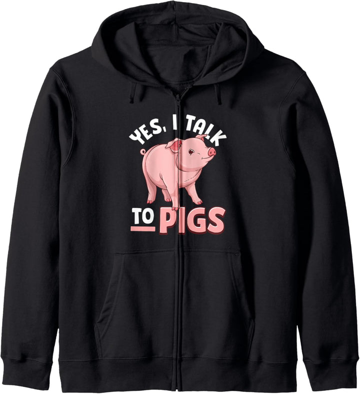 Lustiges Piggy Ja Ich spreche mit Schweinen Kapuzenjacke
