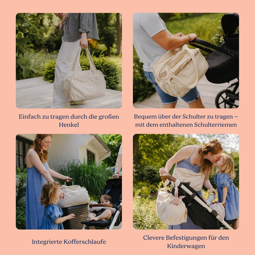 doomoo Wickeltasche Fluffy - 24l Kapazität, Abnehmbare Tasche, inkl. 8 Baby-Zubehörteile darunter Wi