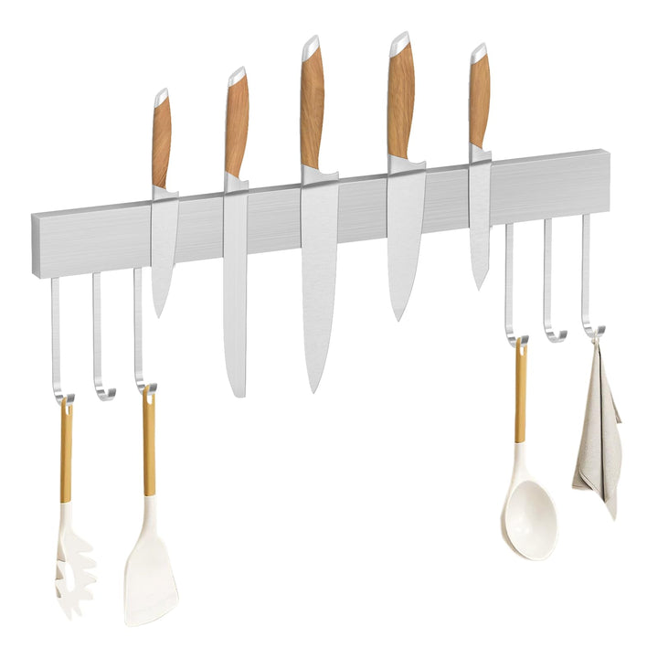 SMART&COOL Magnetleiste Messer mit 6 Haken, 40CM Messerhalter Magnetisch, Magnet Messerhalter aus Ed