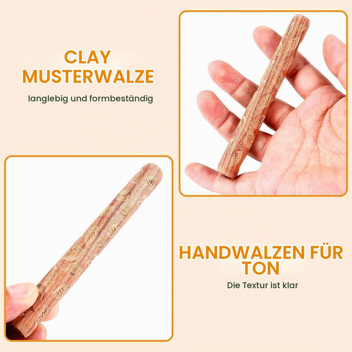 Gokelomg 5 Stücke Töpfer Werkzeuge Hand Rollen für Ton Ton Stempel Ton Muster Roller