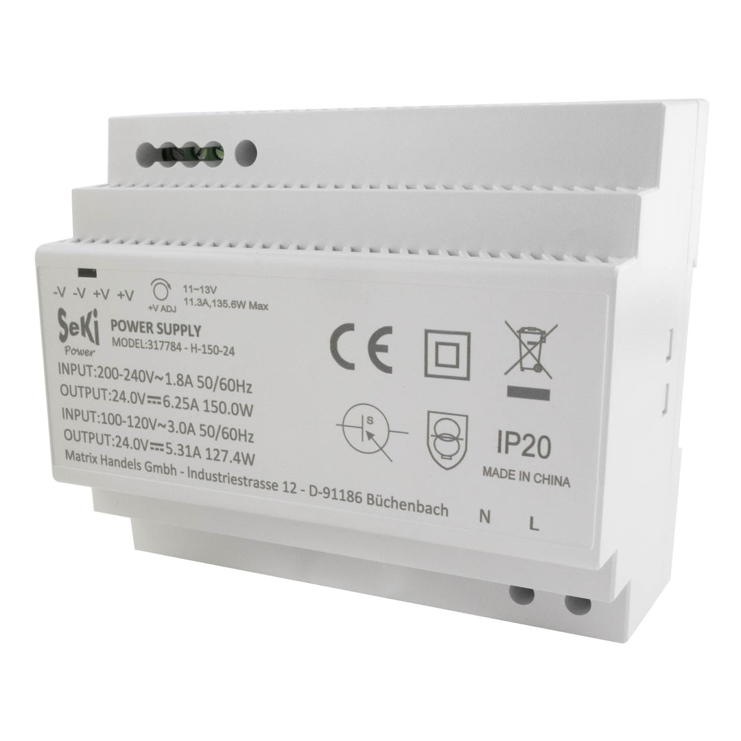 SeKi Hutschienen-Netzteil H-150-24 - 24V - 6,25A - 150W DIN Rail - DIN Schienen Netzteil/Stromversor