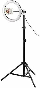 Somikon Handy Stativ mit Licht: LED-Ringlicht, Handy-Halter, Stativ, Fernauslöser, Ø 10" / 25 cm (Li