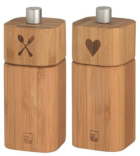 Räder kleine Salzmühle BESTECK und kleine Pfeffermühle HERZ Bambus [D]
