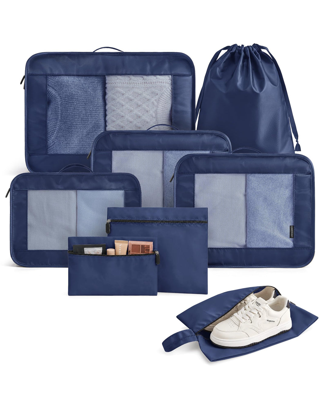 Light Flight Koffer Organizer 8-teilig Packing Cubes mit Tragegriff | Platzsparender Reiseorganizer
