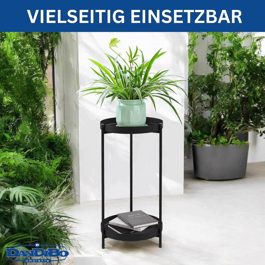 DanDiBo Blumenständer Metall Schwarz Rund 2 Etagen 52 cm 96583 Beistelltisch Blumenhocker Pflanzenst
