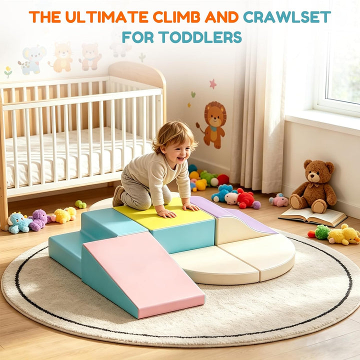 6er Soft Play Corner Climber Set,Motorikspielzeug für Babys & Kleinkinder,Schaumstoff Kletterbaustei