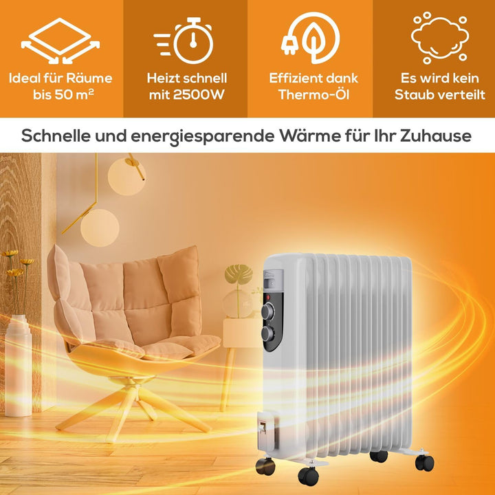 Tronitechnik® Elektroheizung Ölradiator Öl-Heizung Radiator 3 Heizstufen 11 Rippen Elektrischer Heiz