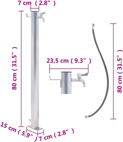 Tidyard Wassersäule Wasserzapfsäule Wasserzapfstelle Brunnen für den Garten 80 cm Edelstahl Rund 80