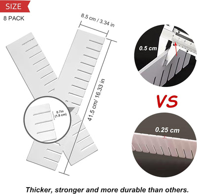 HGYZE Schubladentrenner Verstellbar 9cm Hoch, Schubladenteiler 42cm länge, Weiss Schubladen Organize