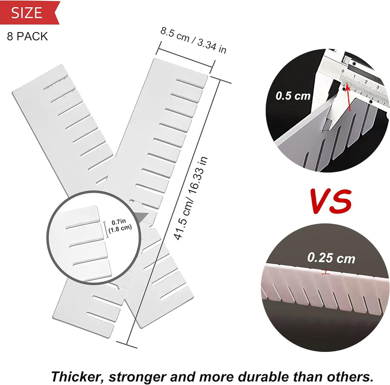 HGYZE Schubladentrenner Verstellbar 9cm Hoch, Schubladenteiler 42cm länge, Weiss Schubladen Organize