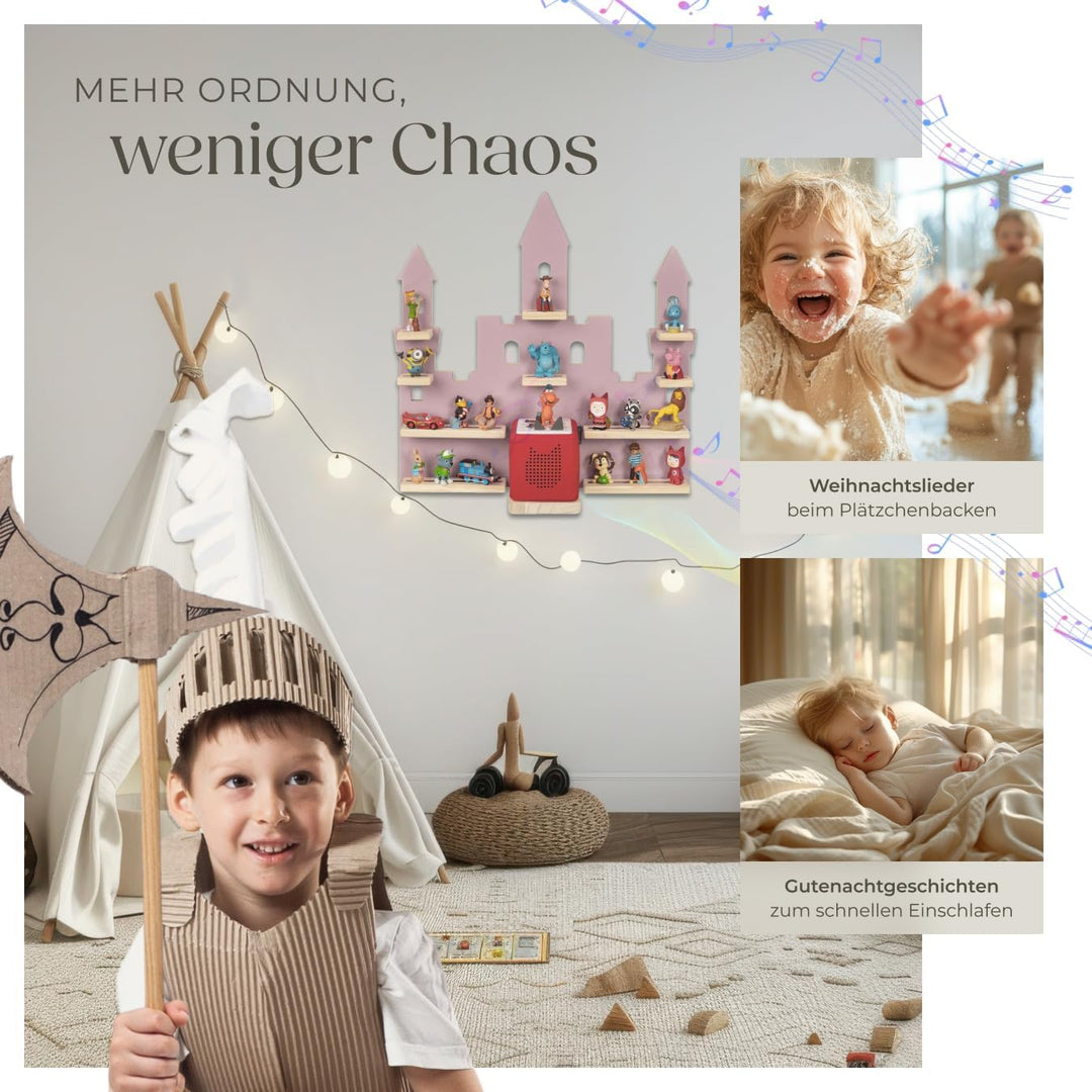 tectake® Holz Regal mit Magnetstreifen für Wand Montage, Tonieregal, Wandregal für's Kinderzimmer, A