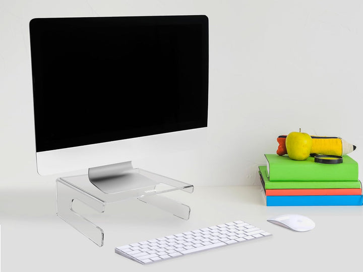 Desq 1537 Monitorständer aus hochwertigen Acryl, transparent Tastatur ablage, Tastatur ablage