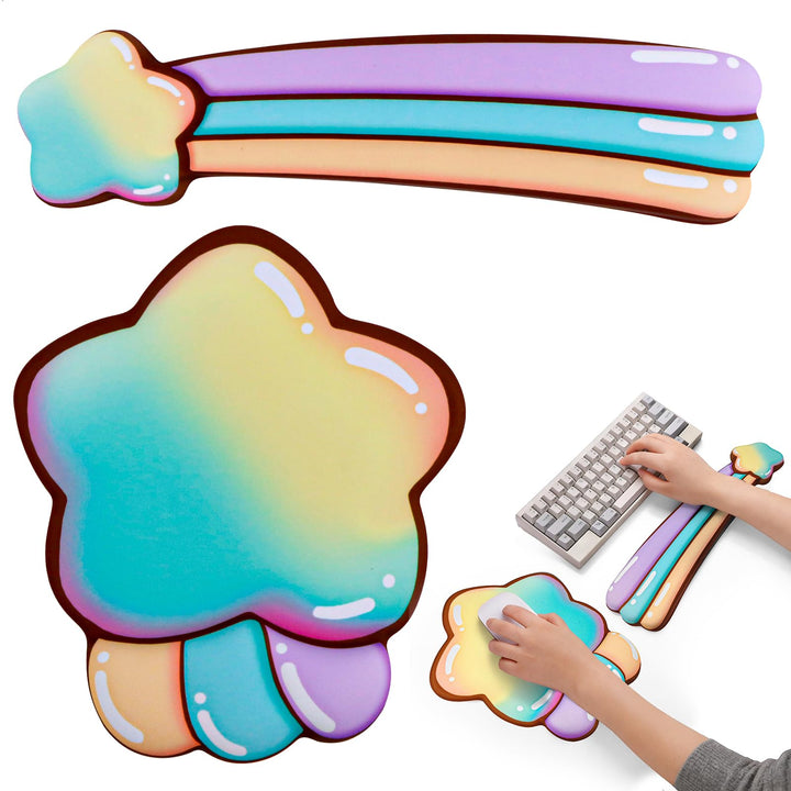 Ergonomisches Mauspad, Handauflage Tastatur Set mit Memory Schaum & rutschfestem PU, 3-in-1 Wrist Re