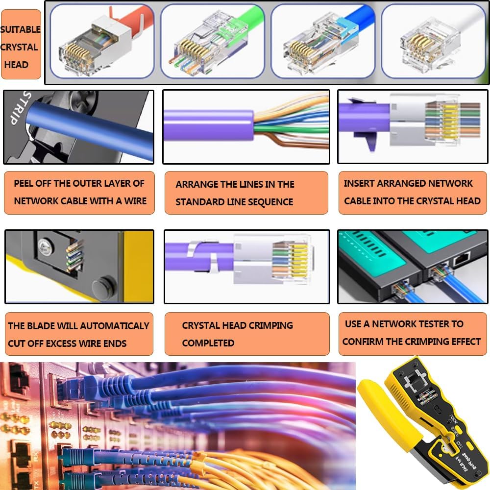 MAYLINE RJ11 RJ45 Cat5 Cat6 Netzwerkkabelprüfgeräte Reparaturwerkzeuge Abisolierschneider, Crimpen d