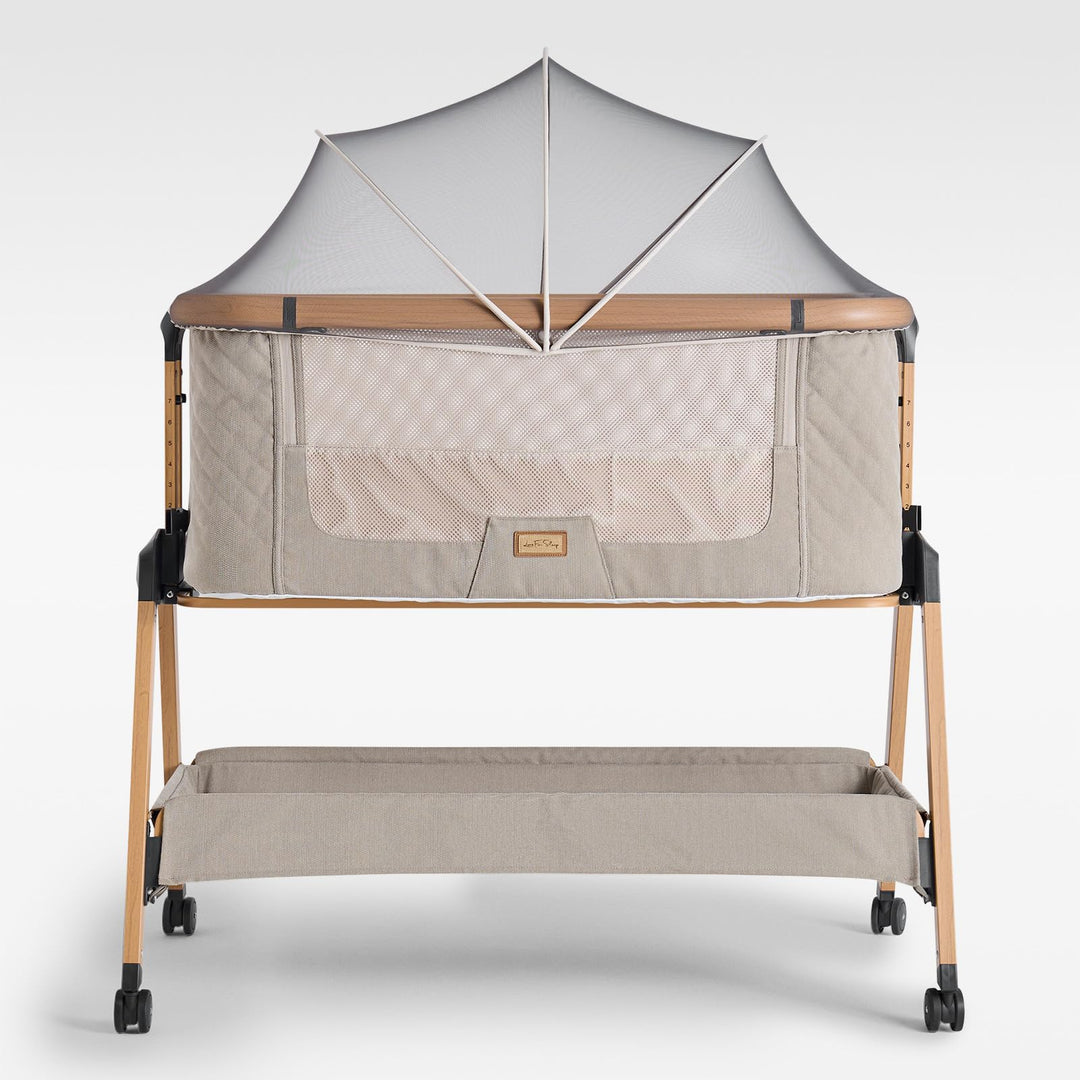 SnooBee Babybett Beistellbett Baby &amp; Co-Sleeper – Höhenverstellbares Babybett mit Matratze, Rollen m
