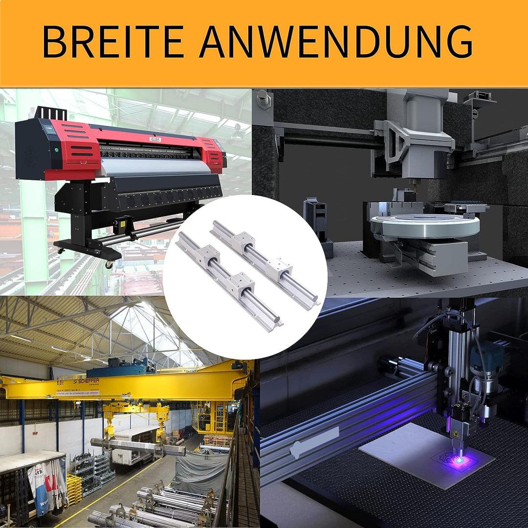 ONLISUM Linearschiene Linearführung SBR20 1000mm 2 Stück Linear-Schienenwelle 4 Stück SBR20UU Lagerb