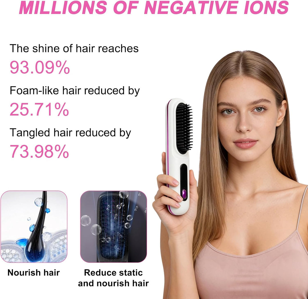 Kabellos Stylingbürste Für Kurze Haare - Anti Gabel Elektrische Haarbürste, Glatter Gerader Glättbür