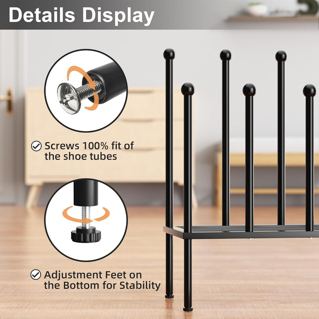 pickpiff Schuhregal Stehend Metall Schwarz - Freistehende Schuhschrank, Schuhablage für Schlafsaal,