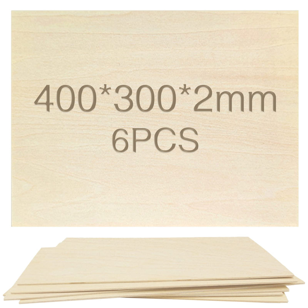 OWLKELA Lindenholz, 6 Stücke 400 * 300 * 2mm, Bastelholzplatten - Holzausschnitte zum Basteln, ideal