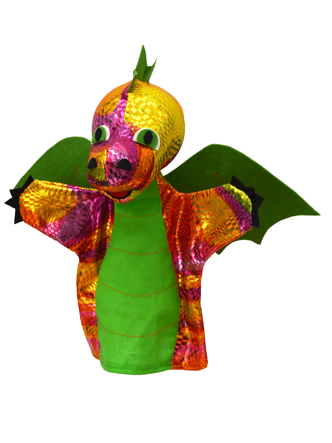 Drache-Regenbogen 28cm, Grün, Handpuppe