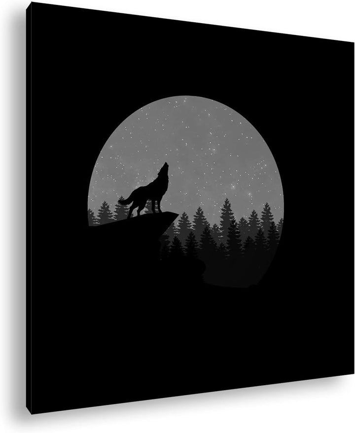 deyoli düsterer einsamer Wolf Format: 70x70 Effekt: Schwarz&Weiss als Leinwandbild, Motiv fertig ger