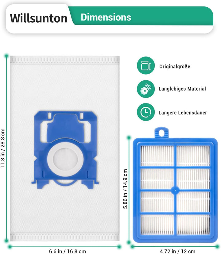 (10 Beutel + 2 HEPA Filter) Zubehör Set für AEG VX6 VX7 VX8 VX9 Bodenstaubsauger VX6-2 VX6-1-ÖKO VX6
