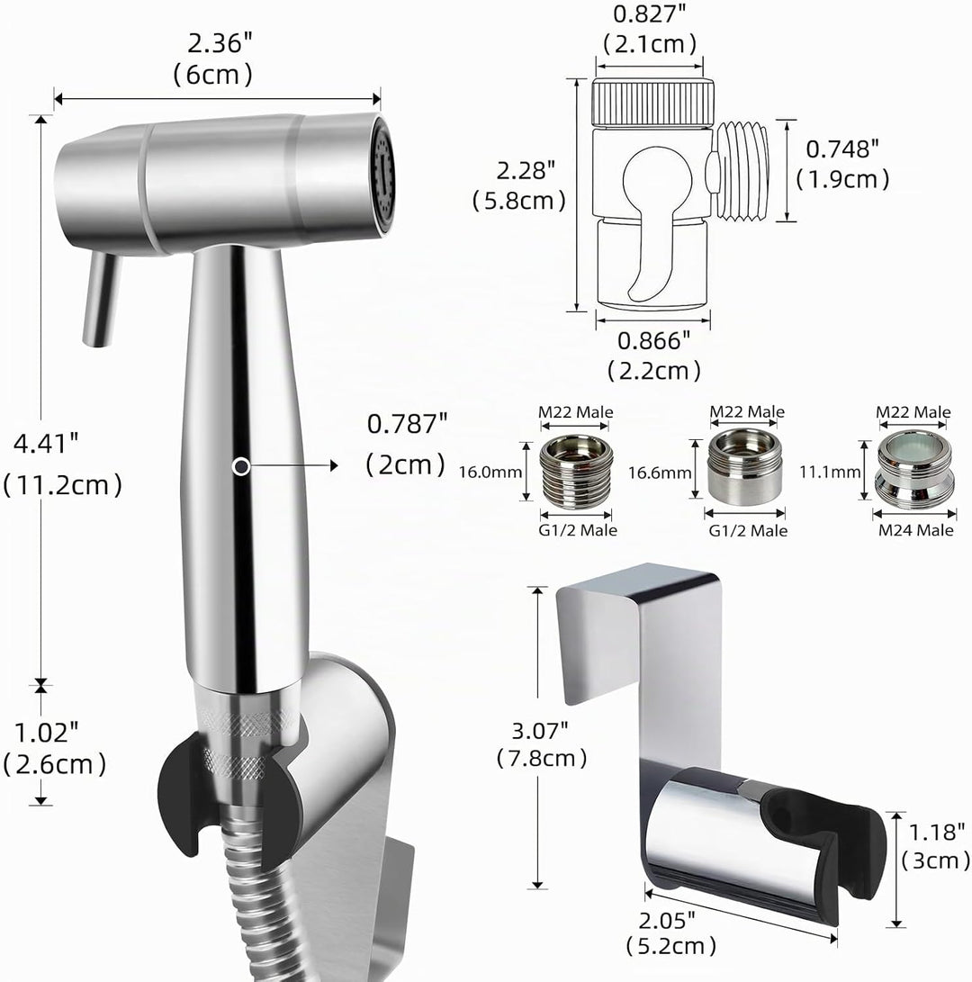 Tragbare Bidet-Dusche aus Edelstahl mit einstellbarer Wasserstrahlstärke – Handbrause Toilette Set z