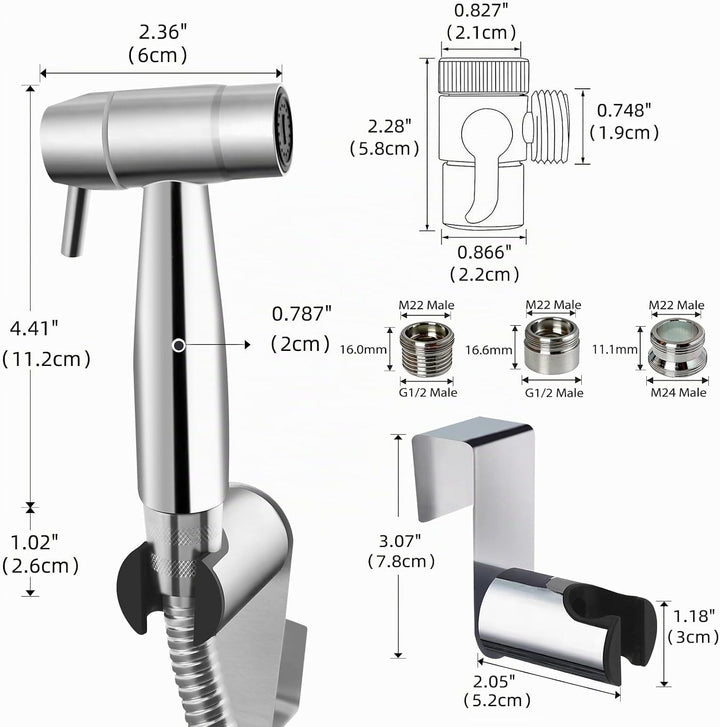 Tragbare Bidet-Dusche aus Edelstahl mit einstellbarer Wasserstrahlstärke – Handbrause Toilette Set z