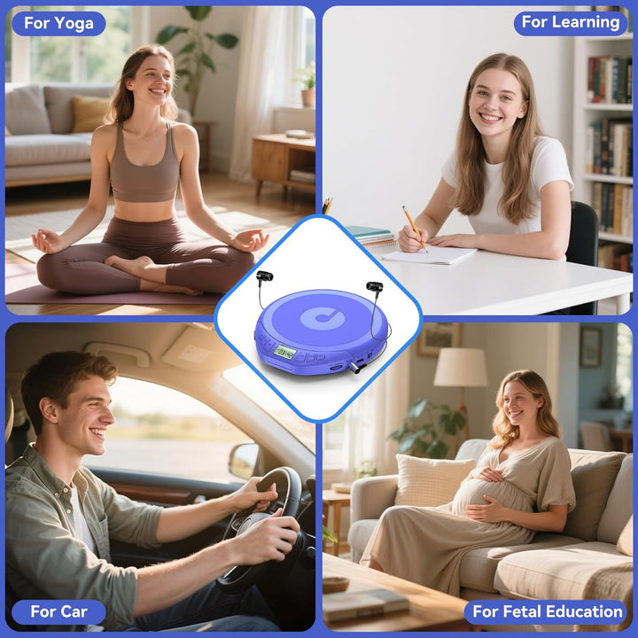 Gueray CD Spieler Tragbarer CD-Player Persönliche CD Players mit Kopfhörer LCD Display Anti-Skip Sch